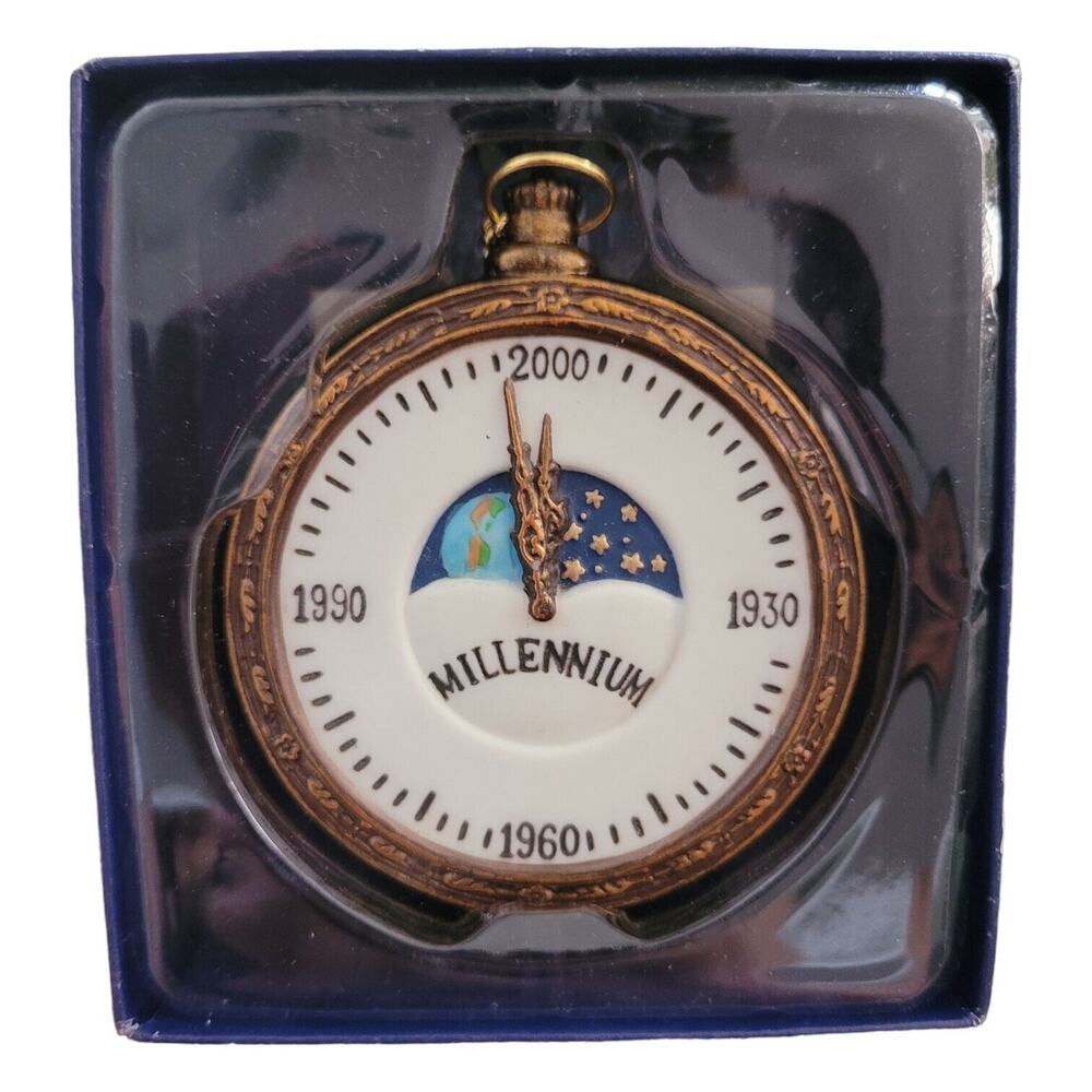 Millennium Compass Clock Christmas Ornament Bronners 2000 New Year Father Time